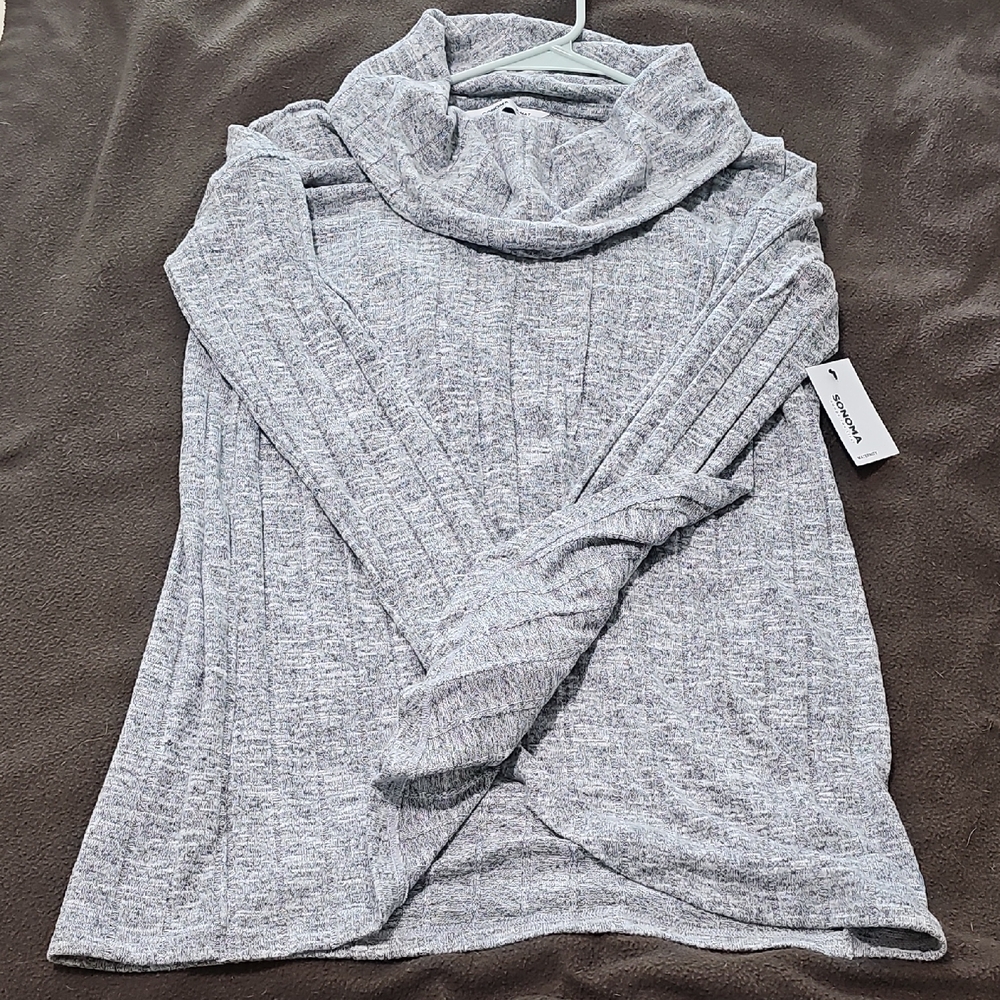 Elegant Heather Gray Cowl Neck Sweater